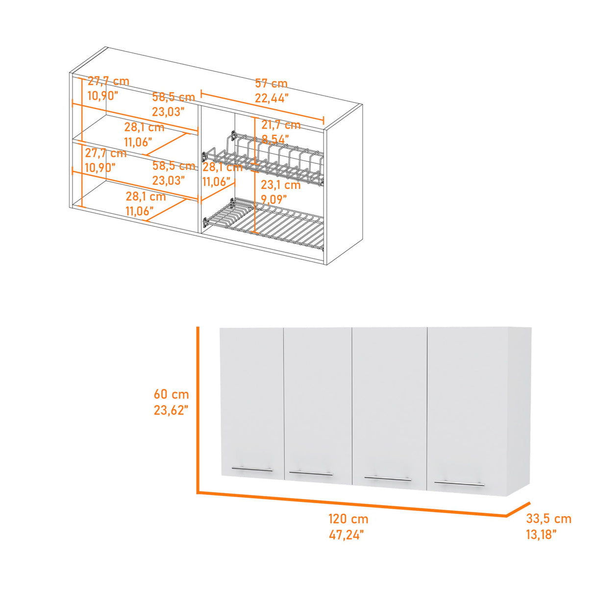 Kitchen Cabinet Durham Four Doors - White