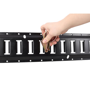 Heavy Duty E Track Tie-Down Rail Kit with Steel O-Ring Anchors - Black