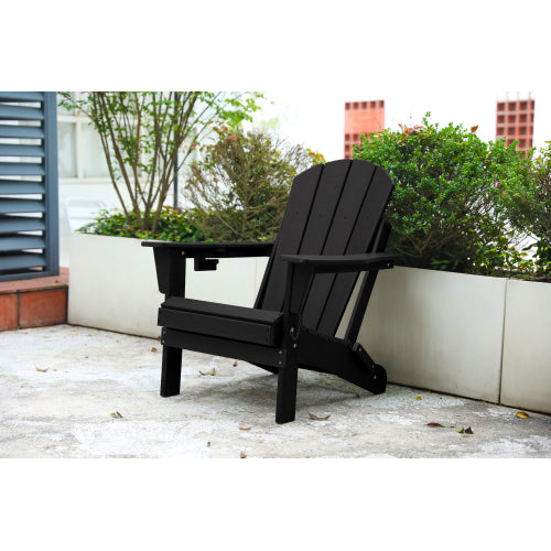 Folding adirondack chair with dual cup holders