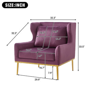 Elegant Curved Armrest Accent Armchair with Plush Foam Cushion - Green, Purple, Black, Beige