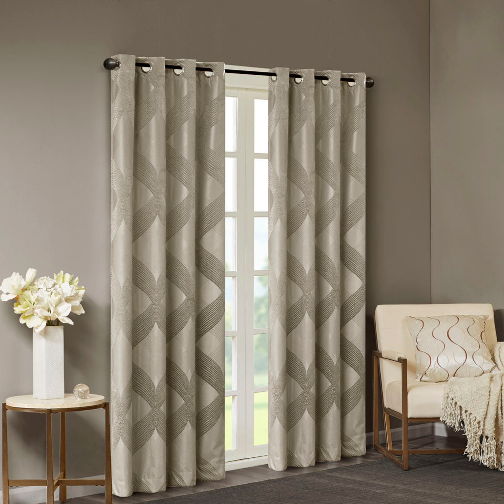 Ogee knitted jacquard total blackout curtain panel (only 1 pc panel)