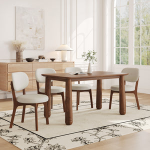 63" Solid Wood Dining Table Set with 4 Upholstered Chairs