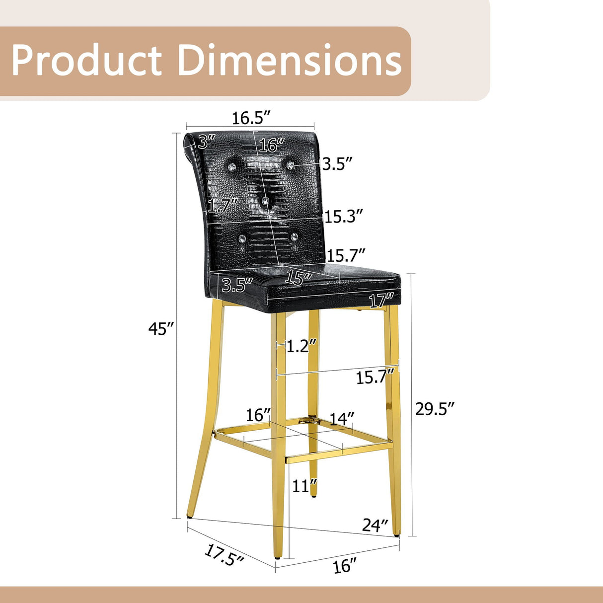 Bar Chairs with Crystal Clasp Design (Set of 2)