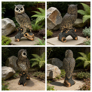 18.98" H x 11.10" L Simulated Owl Resin Garden Statue, Indoor & Outdoor Decorative Ornament, Lawn & Courtyard Art Craft Decoration