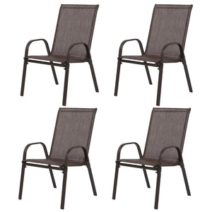 4 Piece Patio Chairs Set with Breathable Textilene Fabric (Brown)