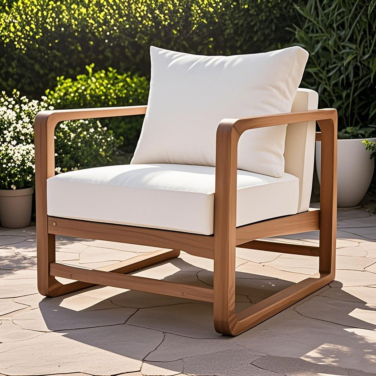 Outdoor Lounge Chair with Oversized Cushion Set for Patio