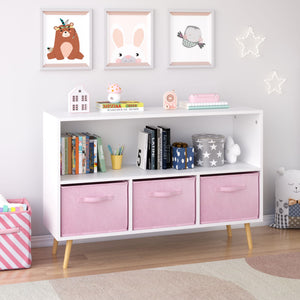 Bookcase With Collapsible Drawers, Book Display Organizer