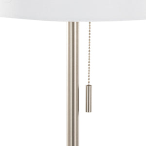 Bounty 62' Contemporary Metal Floor Lamp in Brushed Nickel with Linen Shade