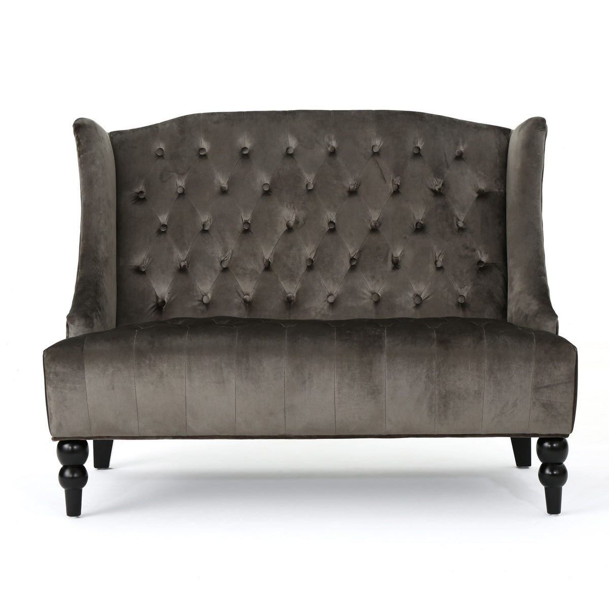 Upholstered Loveseat with Wing Back and Diamond Tufting - Multiple Colors