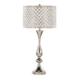 Topaz 27' Contemporary Metal Table Lamp in Polished Nickel with Clear K9 Crystal