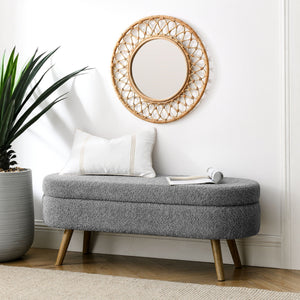 Ottoman Oval Storage Bench with Rubber Wood Legs