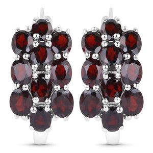 10.40 Carat Genuine Garnet .925 Sterling Silver 3 Piece Jewelry Set (Ring, Earrings, and Pendant w/ Chain)
