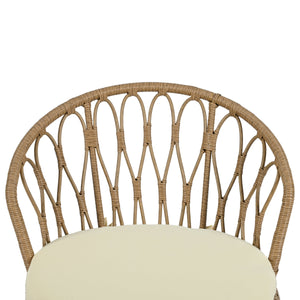 U_STYLE Outdoor Leisure Set, 2 Rattan Single Chairs with Glass Round Table