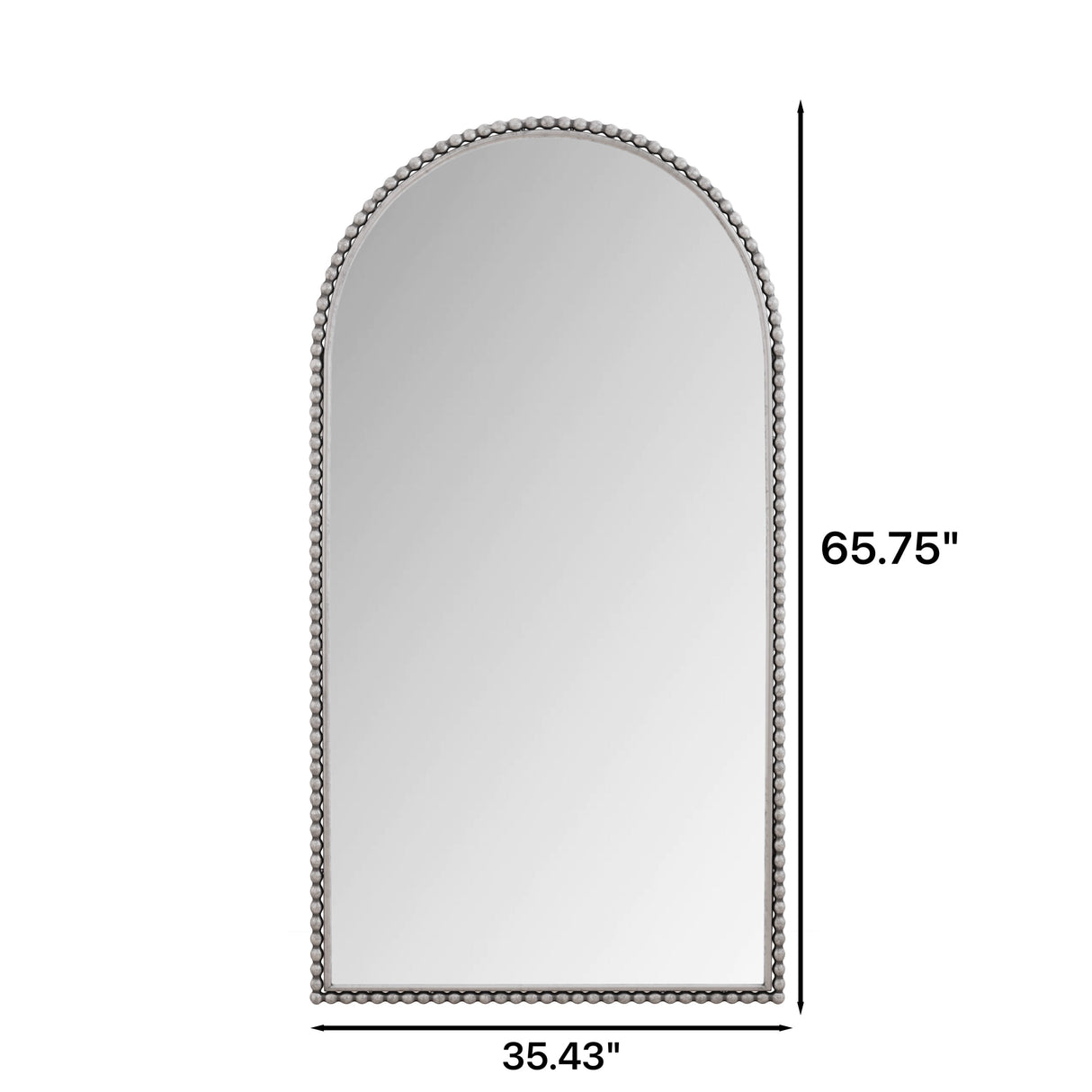 Iron Arch Retro Full Length Mirror with Supporting Feet in Silver