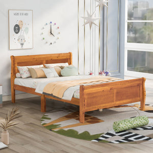 Platform Bed Frame Mattress Foundation Sleigh Bed With Headboard / Footboard / Wood Slat Suppor