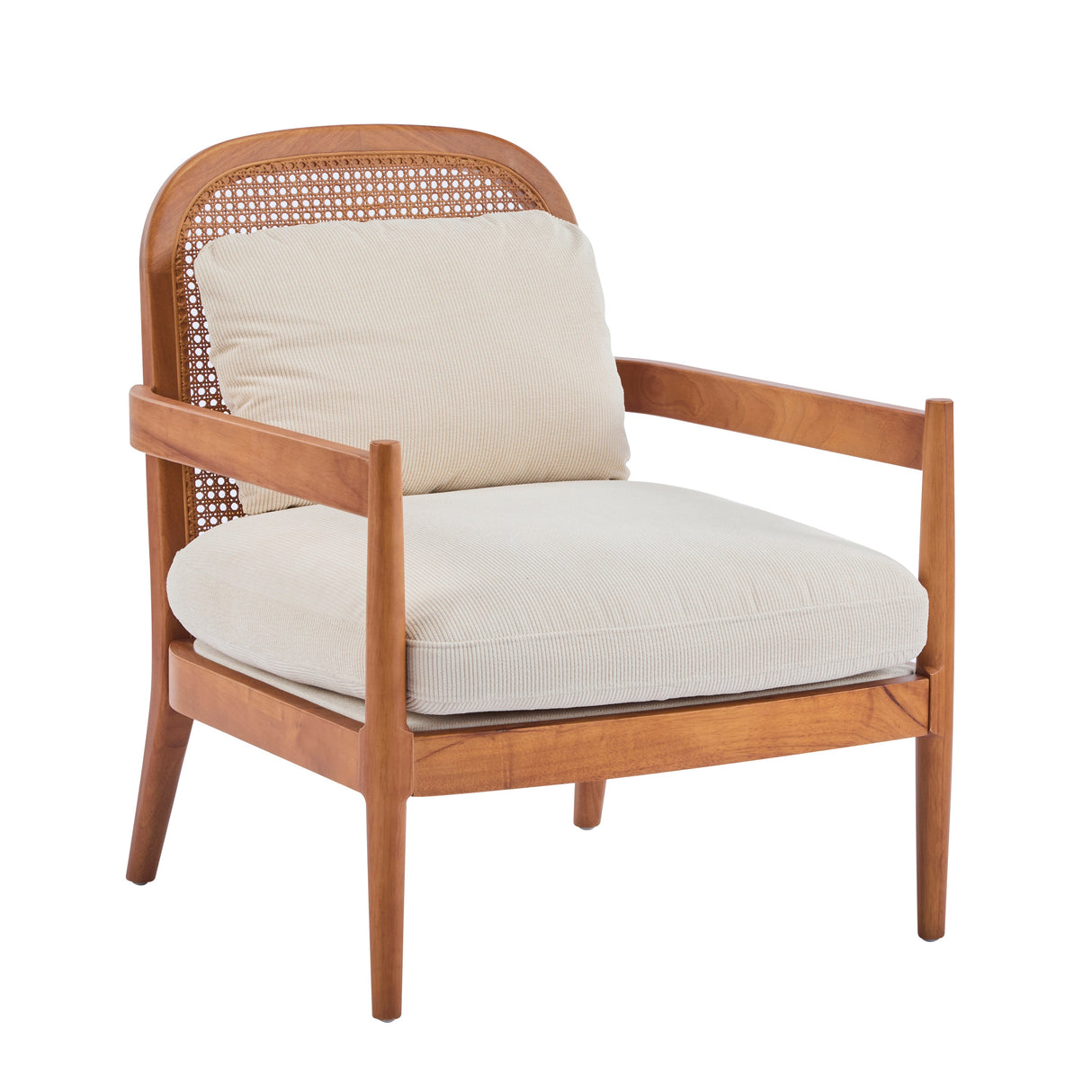 Elliston Rattan Backrest Solid Wood Accent Chair with Cushions, Set of 2