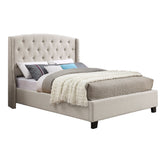 Astral 3-Piece Upholstered Bedroom Set with Tufted Wingback Bed and Two Gray Nightstands
