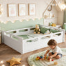 Full Size Floor Platform Bed with Full-length Guardrails
