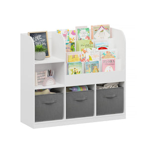 Bookcase And Bookshelf With 3 Collapsible Drawers, Multifunctional Display Stand