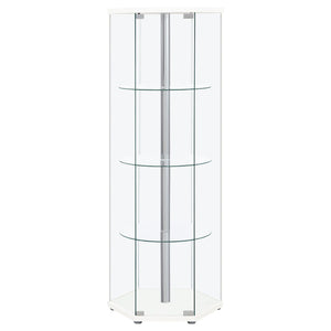 Zahavah 4-shelf Hexagonal Clear Glass Curio Cabinet White