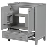 30" Grey Bathroom Vanity Base – Modern Storage, Customizable Top