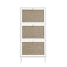 Modern Rattan 3 Door Shoe Rack Cabinet For Entryway