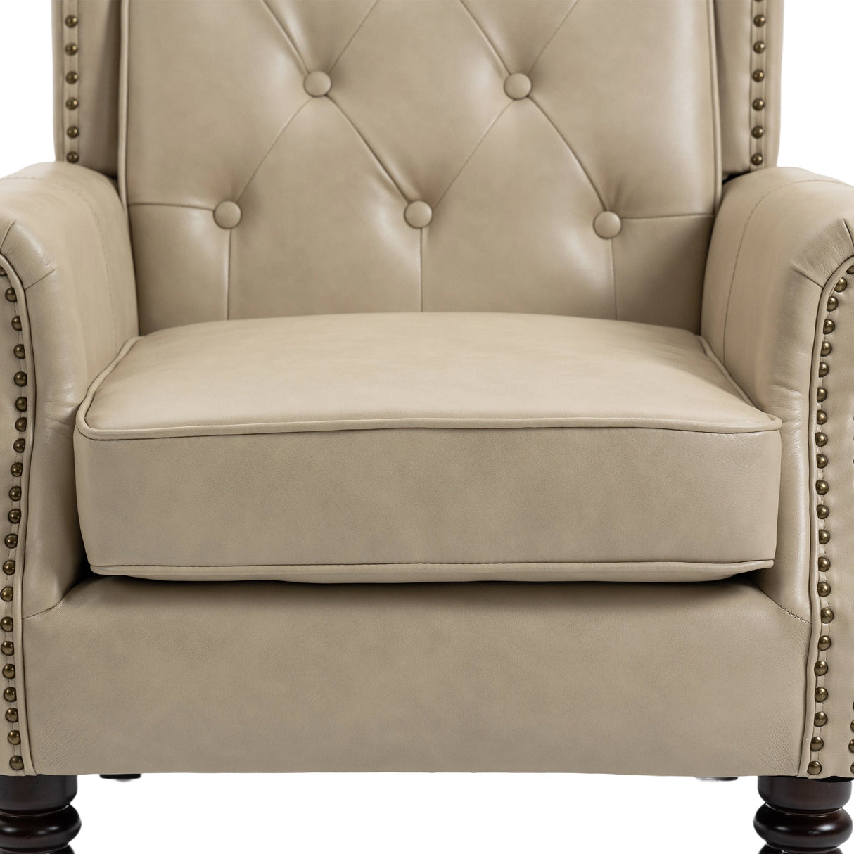 Modern Accent Lounge Chair with Sturdy Wood Legs in Camel PU Leather