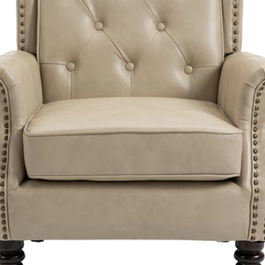 Modern Accent Lounge Chair with Sturdy Wood Legs in Camel PU Leather