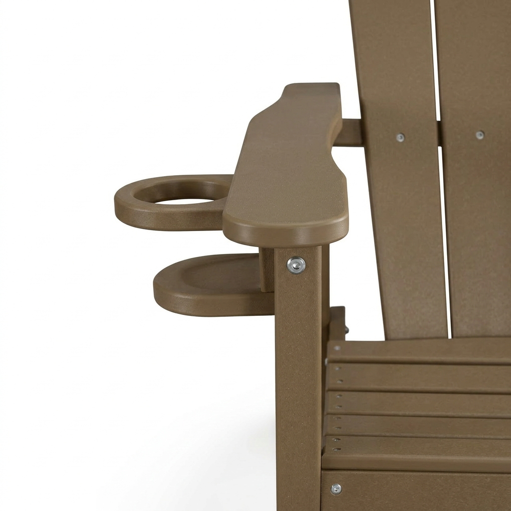 HDPE Bar Height Adirondack Chair with Cup Holder, All-Weather Outdoor Patio Chair