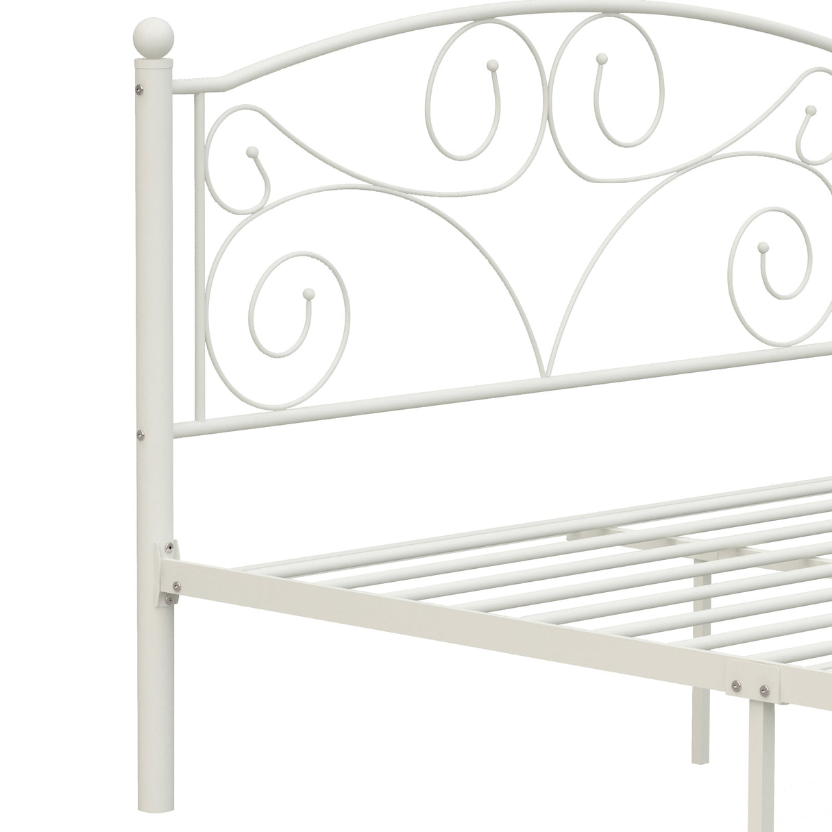 Full Size Unique Flower Sturdy System Metal Bed Frame with Headboard