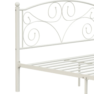 Full Size Unique Flower Sturdy System Metal Bed Frame with Headboard
