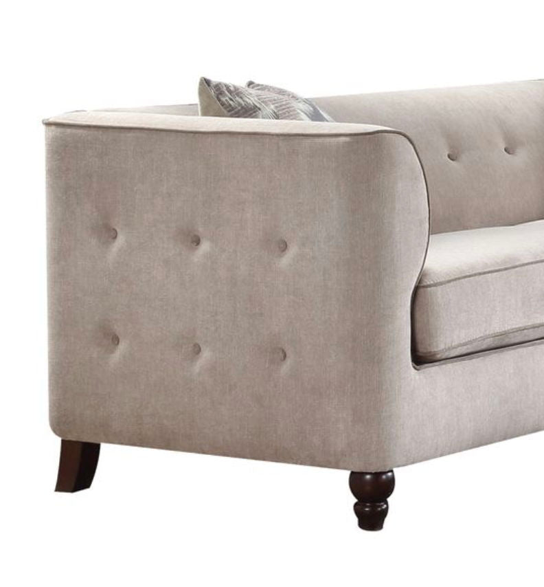 Cyndi Velvet Sofa With 2 Pillows - Tan