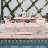 Outdoor Metal Seating Set with Coffee Table and 2 Chairs, Pink