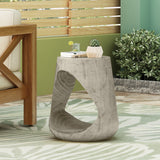 Hollow Side Table, Wood-like texture, GREY