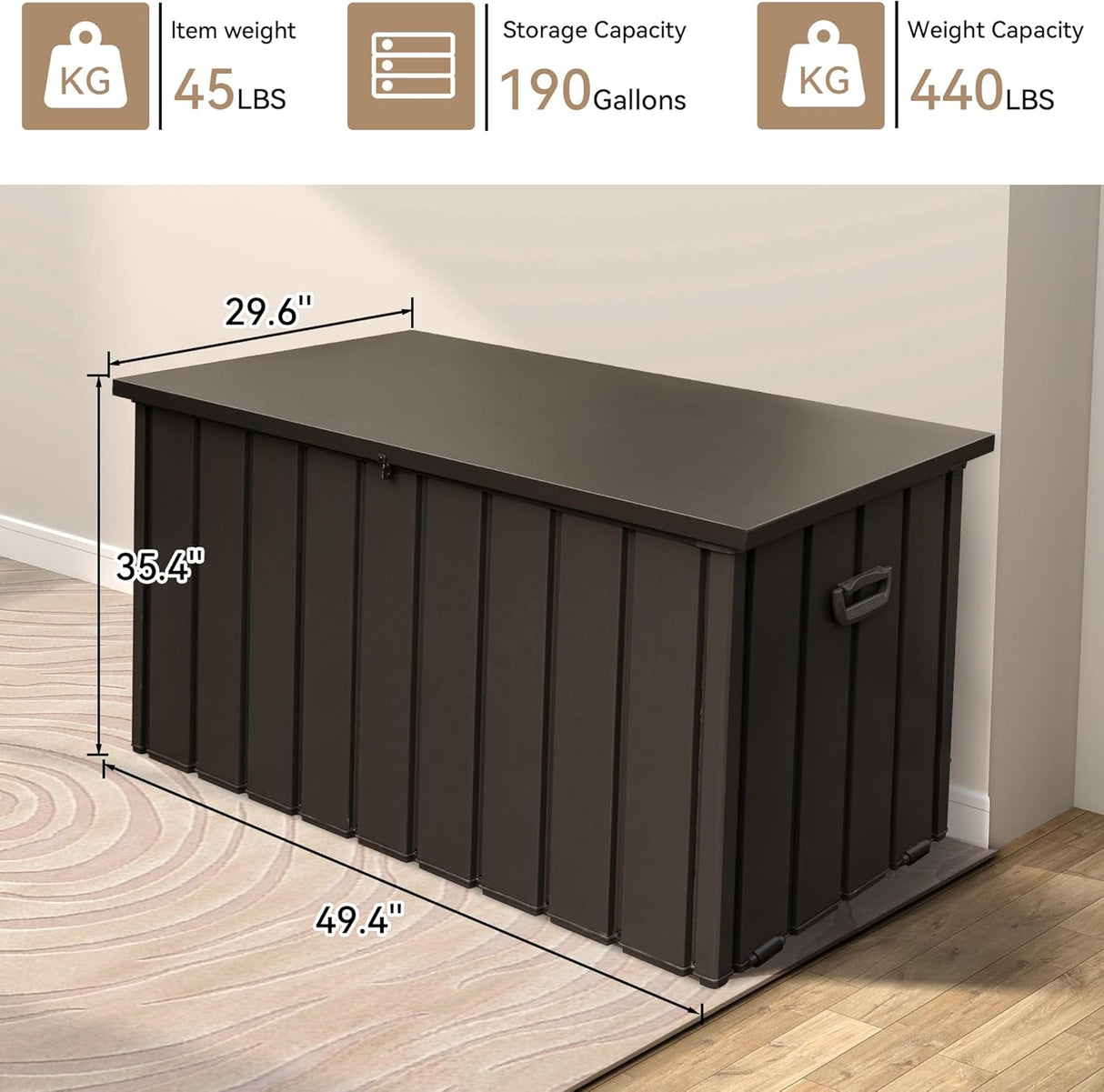 190 Gallon Metal Deck Box