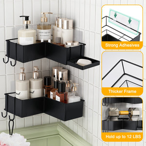 2-Pack Drill-Free Adhesive Corner Shower Caddy Organizer