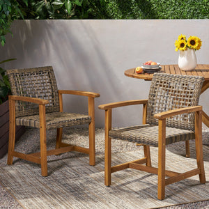 Outdoor Dining Chair Acacia Wood Frame (Set of 2)