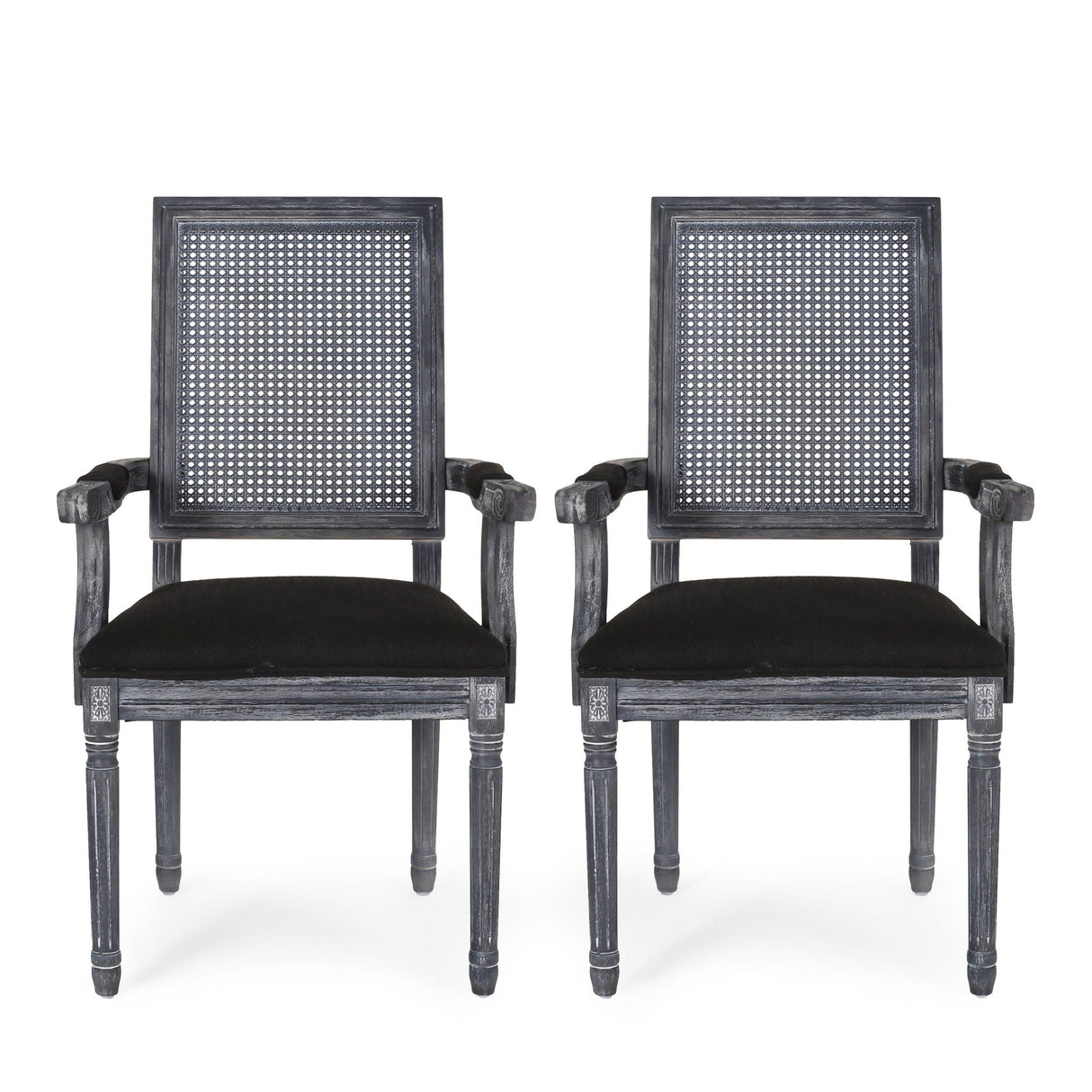 Elegant French Country Style Dining Chair With Cane Backrest
