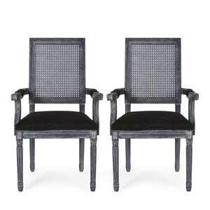 Elegant French Country Style Dining Chair With Cane Backrest