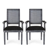 Elegant French Country Style Dining Chair With Cane Backrest