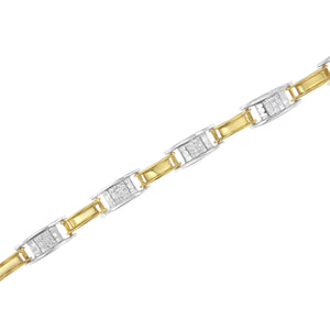 14K Two-Tone Gold 1.00 Cttw Princess-Cut Diamond Chain Link 7" Bracelet (H-I Color, SI1-SI2 Clarity)