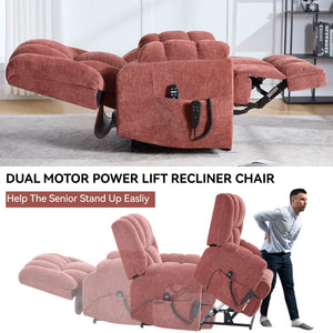 Dual Motor Heat Massage Electric Power Lift Recliner with Smooth Lift - Red or Blue