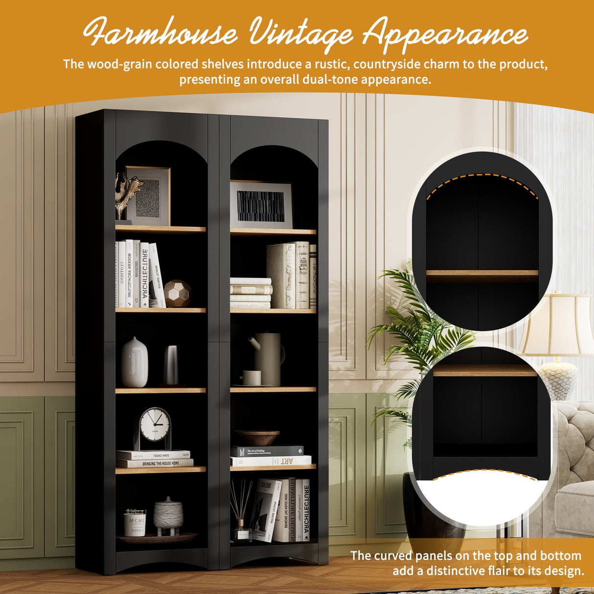 On-Trend Free Standing 5 Tier Bookshelves, Bookcases Set of 2