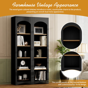 On-Trend Free Standing 5 Tier Bookshelves, Bookcases Set of 2