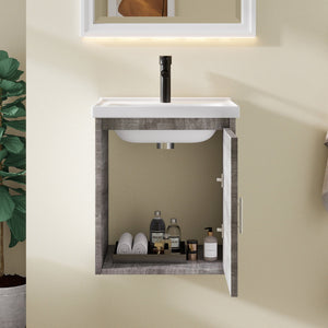 16" Floating Bathroom Vanity, Wall Mounted Plywood Cabinet