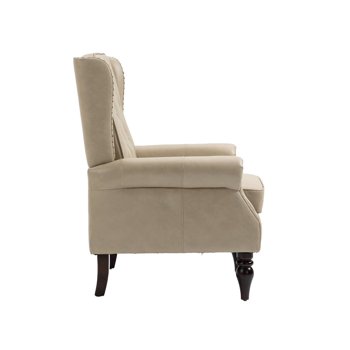 Modern Accent Lounge Chair with Sturdy Wood Legs in Camel PU Leather