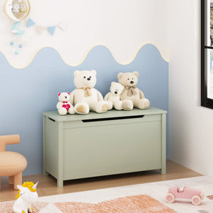 Kids Wooden Toy Box Storage with Safety Hinged Lid for Ages 2+ (Sage)