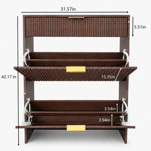 Narrow Fluted Shoe Storage Cabinet for Entryway