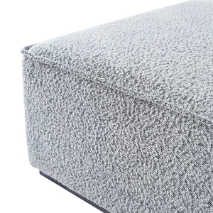 Square Upholstered Ottoman with Solid Wood Legs - Black-and-White Fabric