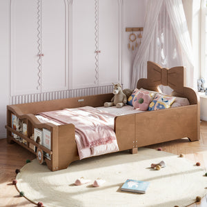 Twin Size Kids Platform Bed with Full Surround Guardrails